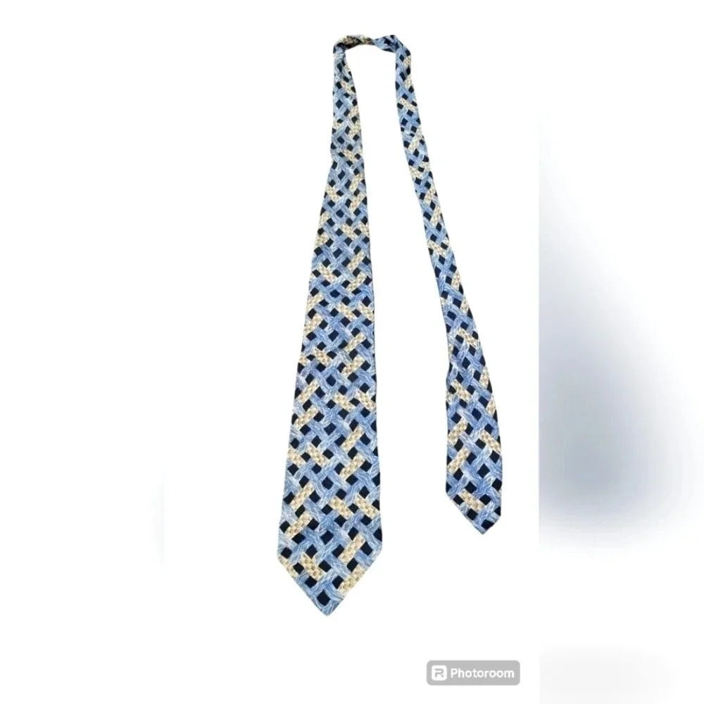 COMO COLLEZIONE MENS VINTAGE GRAY CREAM SQUARES TIE